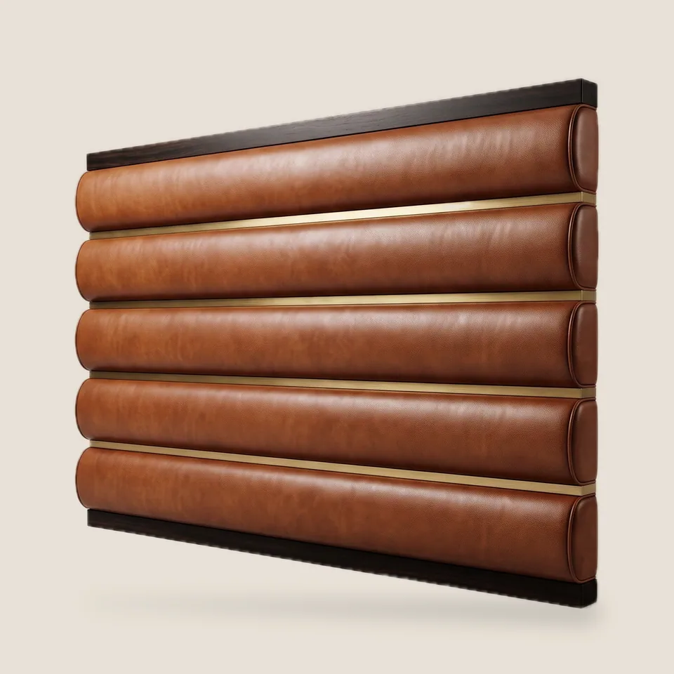 Cognac Leather Wall Panel